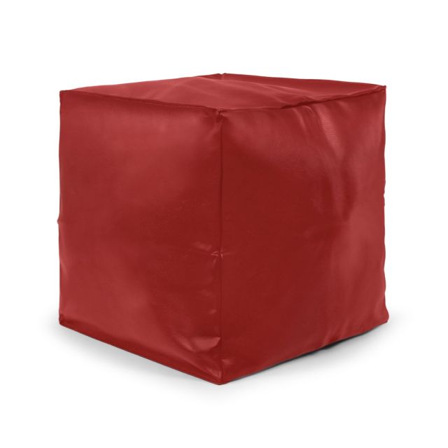 Faux Leather Cube Bean Bag - Red (Side)