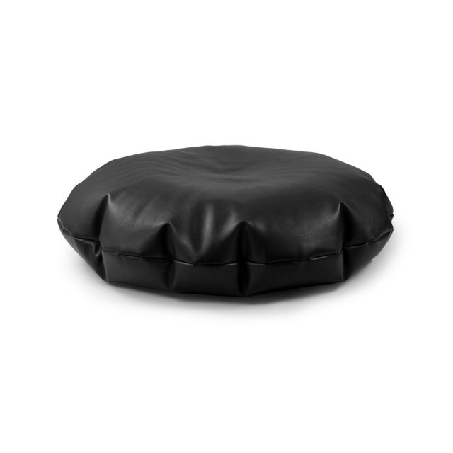 Faux Leather Cushion Bean Bag - Round - Black