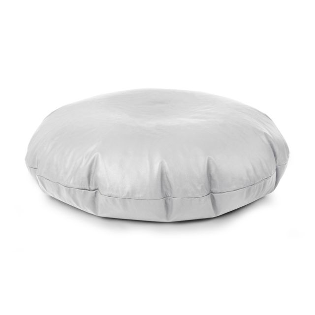 Real Leather Cushion Bean Bag - Round - White