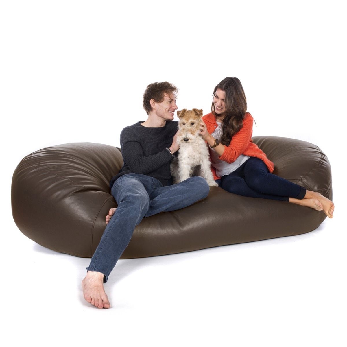 Sofa Bed Beanbags Real Leather Chocolate Brown 